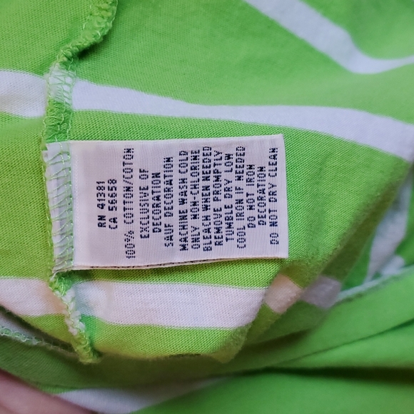 Lime Green Striped Tee Shirt - Picture 5 of 7